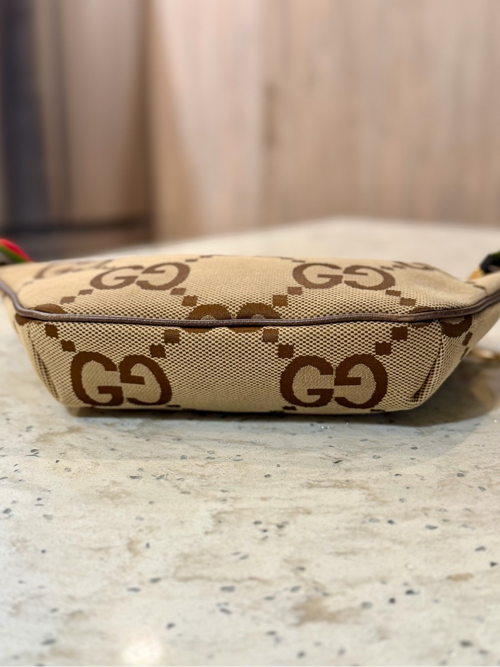 Gucci Brown/Beige GG Canvas Waist Bag with Green-Red Web Strap - Picture 4 of 13